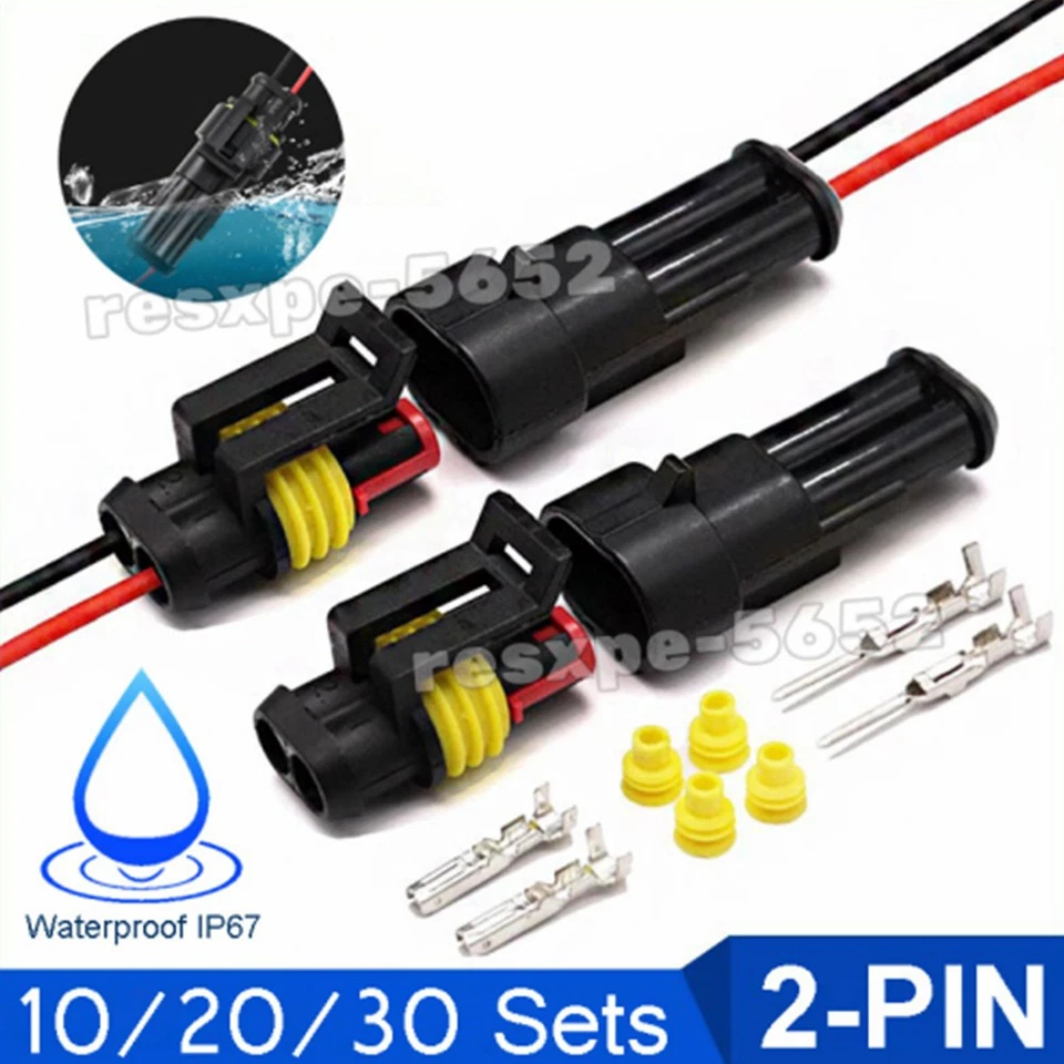 10-30 Set Car 2-Pin Superseal Waterproof Electrical Terminal Wire Connector Plug - Image 1 of 4