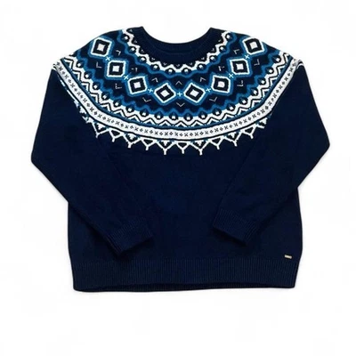 Tommy Hilfiger Vintage 90s Navy Blue Aztec Print Christmas Knit Sweater Size XL - Image 1 of 4