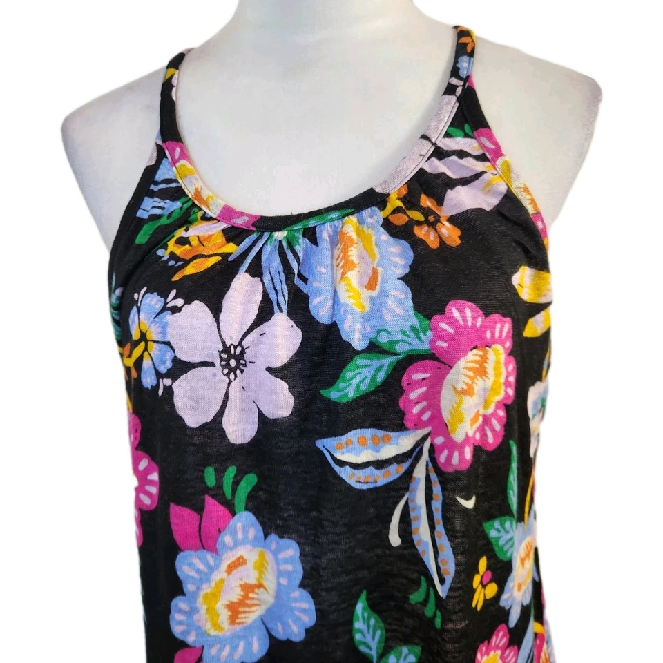 Camisa sin mangas C&C California para mujer floral de lino talla grande artística tropical playa Foto 1 de 4