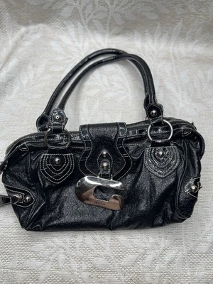 Vintage Y2K/00s Guess Black Faux Leather Purse Hand Bag - Image 1 of 4