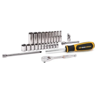 1/4 In. Drive Sae Ratchet And Standard/Deep Socket Set With Storage Case (26-Pie - Image 1 of 4