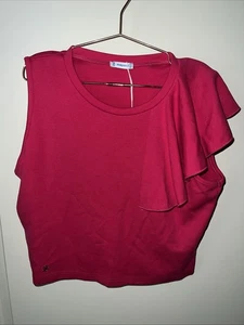 Mayoral PINK HIBISCUS ONE SLEEVE Ruffled Blouse For Girls Size 16 New - Picture 1 of 8