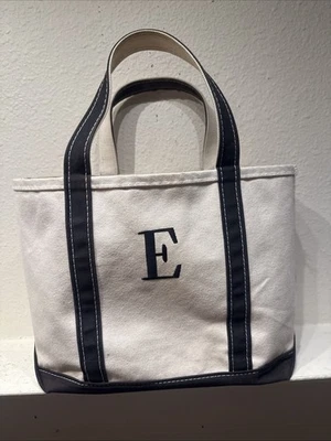 Vintage LL Bean Boat & Tote Made in USA Open Top White Canvas Tote Bag Medium - Image 1 of 4