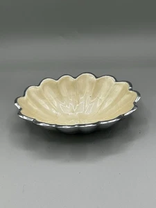 Julia Knight Silver Sand Cast Aluminum Pearl Color, Enamel Trinket Dish - Picture 1 of 5