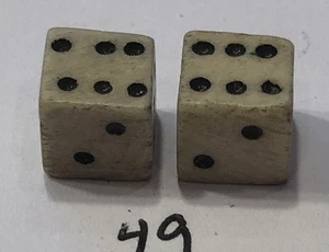 Authentisches Vintage Paar Knochen (Rinder) Würfel 1/4 Zoll - Bild 1 von 4
