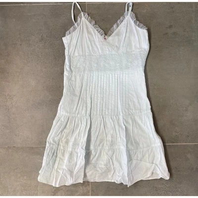 Red Chilli M Pale Blue Long Camisole with Tulle Edging, Pintucks & Full Lining - Photo 1/4