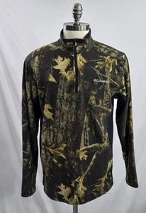 Columbia Jacket Mens Sz Med Green Camo Fleece Full Zip Outdoor Camp Adult - Picture 1 of 8