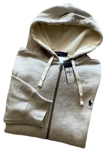 Polo Ralph Lauren Sweatshirt 2XLT Gray Full Zip Hoodie Thermal Fleece Navy Pony - Picture 1 of 10