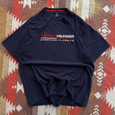 Camisa Vintage Y2K Tommy Hilfiger Clásicos Americanos Estampado Hinchado, L, 24x29 Foto 1 de 4