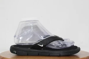 Nike Sandalias Zapatos Mujer Talla 6 Negro Tanga Chanclas Acolchadas Cómodas Swoosh - Imagen 1 de 8