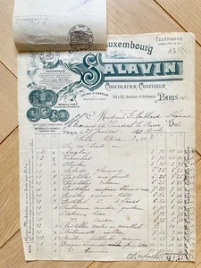 Ancienne Facture Salavin Chocolatier Confiseur Luxembourg - Publicité 1921 - Picture 1 of 2