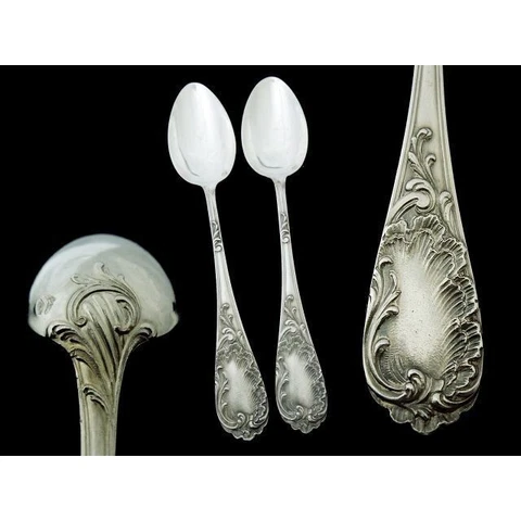 PUIFORCAT silver spoon Louis XV style sterling silver set of 2 Cover