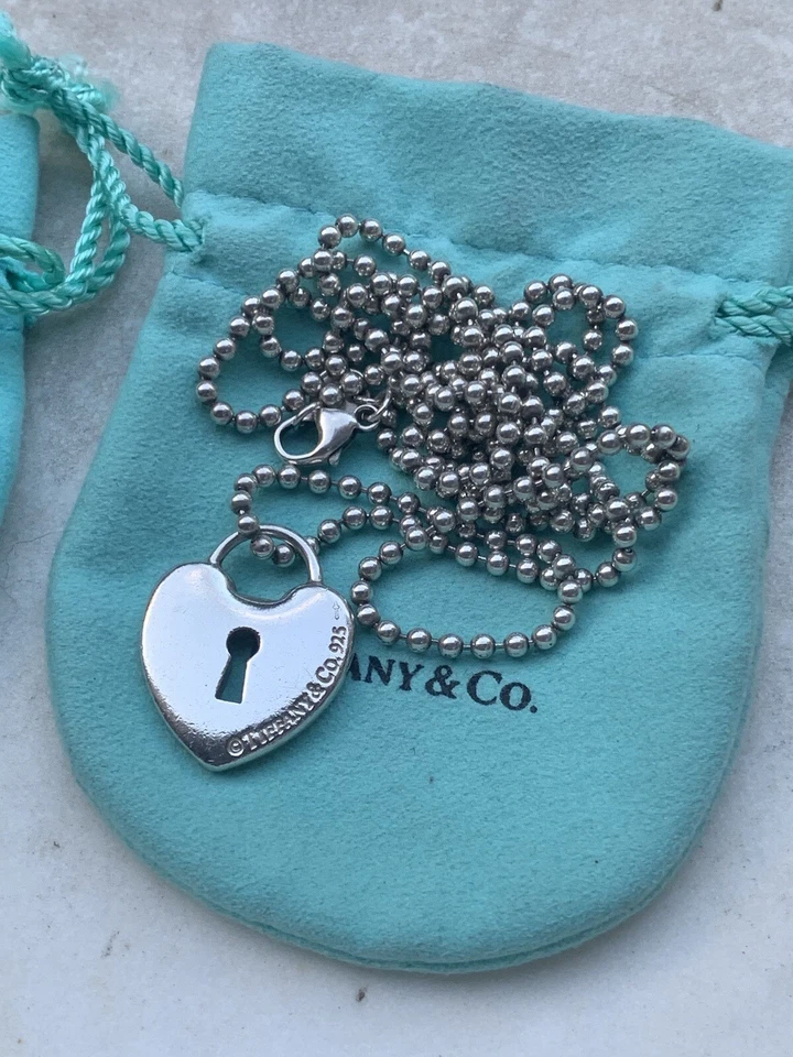 Collana Catena Argento Tiffany & Co. Palline Con Lucchetto Cuore - Immagine 1 di 4