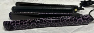 HERSTYLER 2 PC PACK FLAT IRON - (PURPLE CHEETAH/BLACK) GENTLY USED - Picture 1 of 3