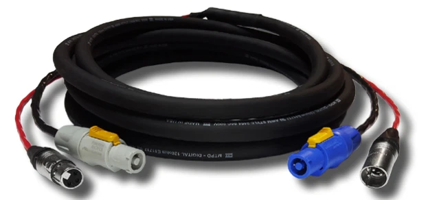 CBI 10ft Power + Audio, PowerCon Gray to PowerCon Blue / 3-Pin XLR-F to XLR-M  - Image 1 of 1