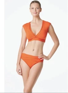 NWT Bleu Rod Beattie Coral Chic Two Piece Swimsuit Cropped Tank Fold Down Waist - Picture 1 of 15