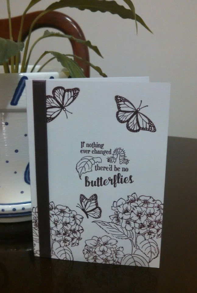 Tarjeta de felicitación hecha a mano de felicitación, jubilación o trabajo nuevo con mariposas Foto 1 de 4