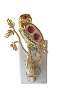 Night Light- PARROT IN TREE  24K gold plated -red crystals- red crystal eye
