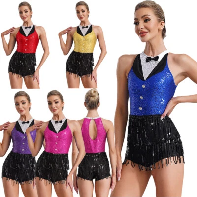 Damen Trikot Ballsaal Bodysuit Tanz Kostüm Sambaworld Tanzbekleidung Funkeln - Bild 1 von 4