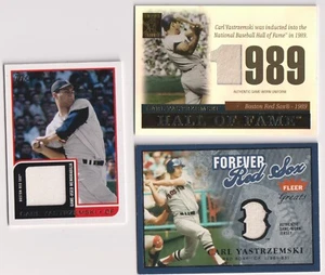 Carl Yastrzemski game used lot 3 cards 2004 Fleer 2004 Topps Tribute 2012 Topps - Picture 1 of 2