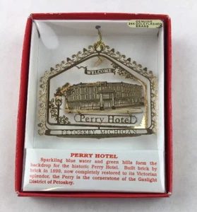 Nations Treasures Perry Hotel Michigan Brass Metal Ornament Souvenir Damaged - Picture 1 of 7