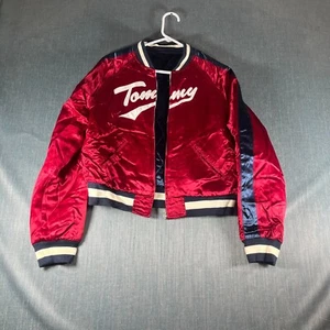Tommy Hilfiger Girls Reversible Bomber Jacket Red Size 4-6 Sleeve Full Zip - Picture 1 of 12