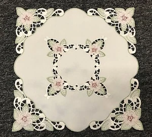 12 Pcs Square Embroidered Lace Doily Doilies Placemat Wedding Party Event Decor - Picture 1 of 7