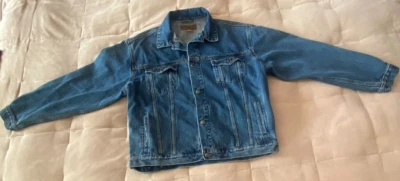 Port Authority Long Sleeve Button Up Denim Jean Jacket Winkey Smile Face Size L - Image 1 of 4