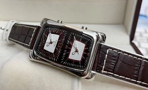 Lacher Gmt Dualtime Unisex Wristwatch Banana Shape 2 Small Movements Japanese - Picture 1 of 7