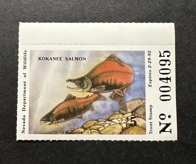 WTDstamps - 1991 NEVADA - State Trout Fishing Stamp - Mint OG NH - Image 1 of 2