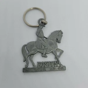 Llavero de peltre de colección Paul Revere Boston Massachusetts recuerdo de viaje - Imagen 1 de 2