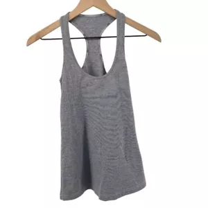 Lululemon Women 6/8 Cool Racerback Tank Top Grey Striped Fitted Athleisure *READ - Picture 1 of 4