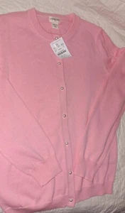 Girl's Crewcuts (J. Crew) Preppy Pink Sweater Pearl Type Buttons Cotton NEW 10 - Picture 1 of 6