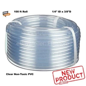 Tubo de plástico transparente de 100 pies 1/4" ID x 3/8" OD rollo flexible tubo de PVC NUEVO - Imagen 1 de 14