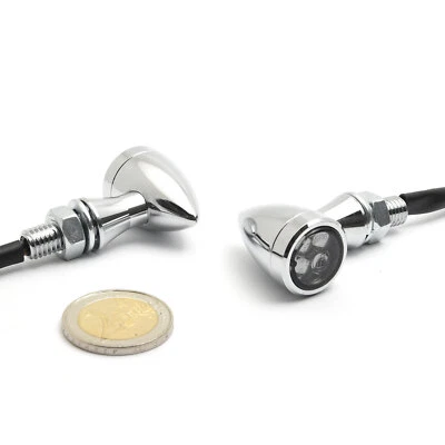  3 in 1 Micro Bullet LED Blinker mit Rück-/ Bremslicht Kombi chrom E-geprüft - Bild 1 von 4