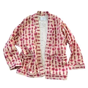 Zara Girls Pink Cream Patterned Kimono Style Jacket Size 13/14 - Picture 1 of 4