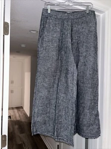 Nicole Miller Ladies Cropper Pants 100% Linen Color Grey, wide legs. Medium size - Picture 1 of 5