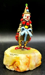 Vintage RON LEE "Clown" 1993 Famous Statue On Superb Aggate Rock - Signed !! - Picture 1 of 2