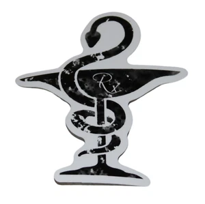 Pegatina de bebida Rx Caduceus serpiente martini farmacia automedicarse - Imagen 1 de 2