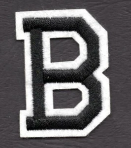 LETTERS -  2" Black & White Letter  "B"  - Iron On Embroidered  Applique - Picture 1 of 1