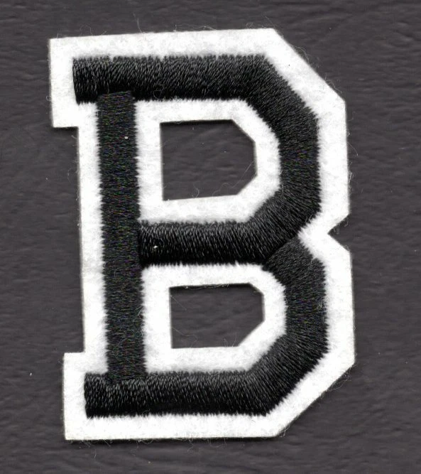 LETTERS -  2" Black & White Letter  "B"  - Iron On Embroidered  Applique - Image 1 of 1