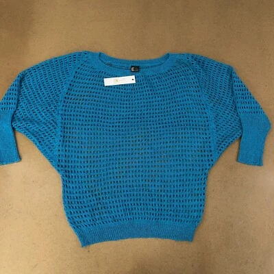 Suéter Love Token Para Mujer Talla Pequeña Azul Grueso Tejido Abierto Manga Dolman Nuevo con Etiquetas Foto 1 de 4