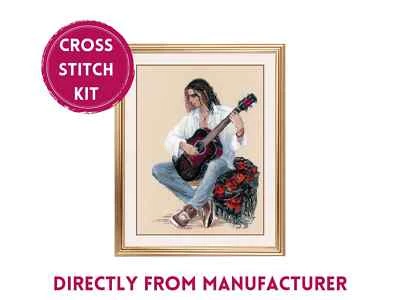 RIOLIS Counted Cross Stitch Kit 1766 Guitarist- Handsome Man Playing a Guitar - Image 1 of 4