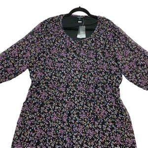 Torrid Floral Tea Length Dress Women's 2X Black Eliana Ditsy Chiffon Tie $85 NWT - Picture 1 of 9