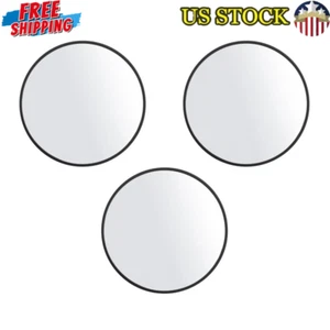 3-Piece 10" round Wall Mirror Set, home living room Decorative Mirror Set, Black - Picture 1 of 7