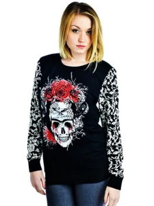 Too Fast Carrie Frida Skull Large Sweatshirt - Picture 1 of 6