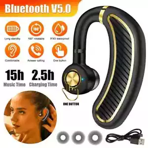 True Wireless Earbuds Bluetooth Earphones Stereo Bass Ear Hook Headset with Mic - Picture 1 of 17