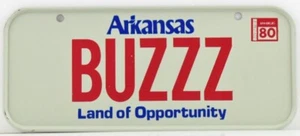 Vintage 1980 All Metal Bicycle Tag Arkansas 2" x 4.75" License Plate AR Buzz - Picture 1 of 1