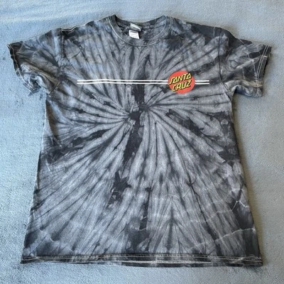 Santa Cruz Skateboard Men’s Short Sleeve Gray/Black Tie-Dye Logo T-Shirt Large - Image 1 of 4