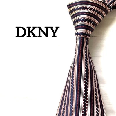 DKNY Donna Karan Silk Tie Vertical Pink Stripes Used - Image 1 of 4